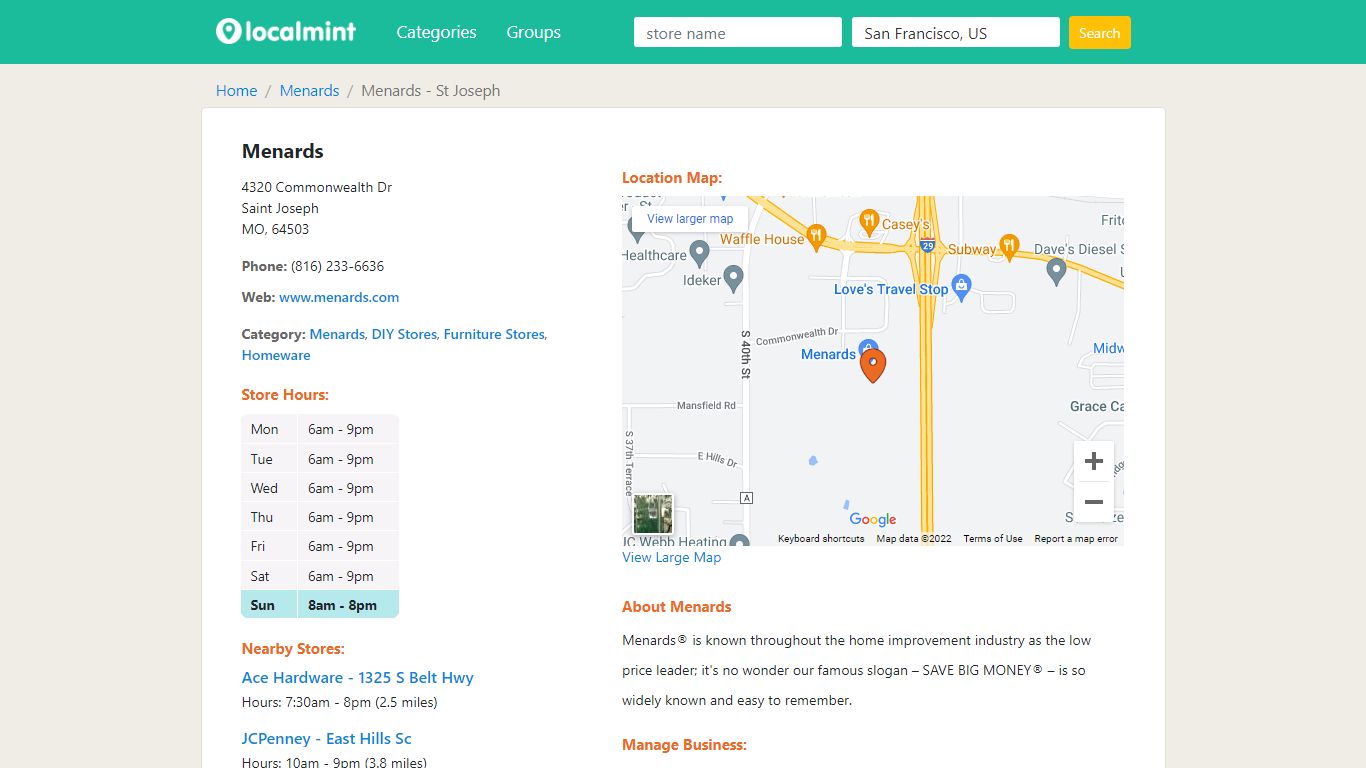 Menards in St Joseph, St. Joseph, Store Hours - Localmint